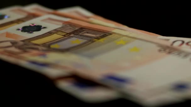 Comptage d'argent, 50 Euro Bills Extreme Close-up — Video