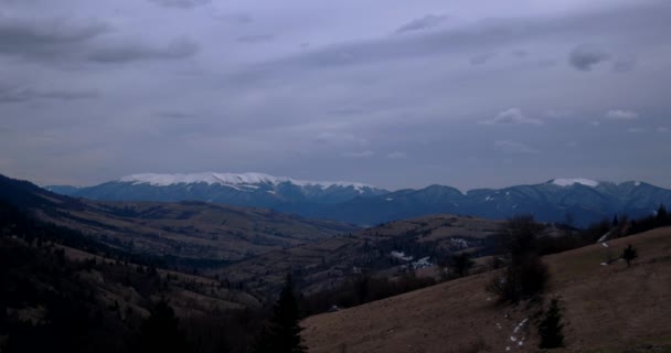 Clouds Moving Across a Snowy Mountains Landscape — Stock Video