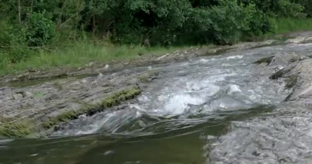 Weergave van de waterstroming in de rivier berg sluit — Stockvideo