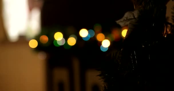 圣诞树上光的焦点 — 图库视频影像