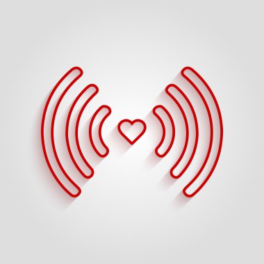 Heart shape and wifi sign. Happy valentine 's day. Outline trendy connect vector icon for holiday design. Concept logo design. Wifi icon isolated on the background. Love feed. Wireless hotspot signal. Love connection. Flat outline icon wifi. Holiday