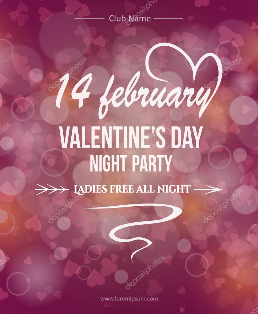 valentines day banner event poster 14 february night party valentines day hearts flyer design