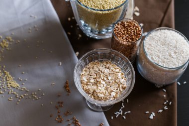 tahıl tahıl cam eyer vejetaryen yulaf sağlıklı organik 