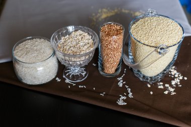 tahıl tahıl cam eyer vejetaryen yulaf sağlıklı organik 