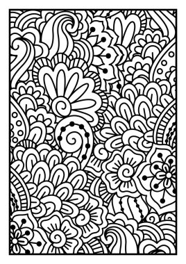 Siyah-beyaz desen. Etnik kına el çekilmiş arka plan.