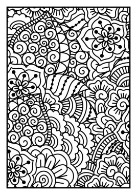 Siyah-beyaz desen. Etnik kına el çekilmiş arka plan.