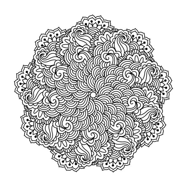 Στρογγυλή στοιχείο βιβλίο ζωγραφικής. Μαύρο και λευκό floral μοτίβο. — Διανυσματικό Αρχείο