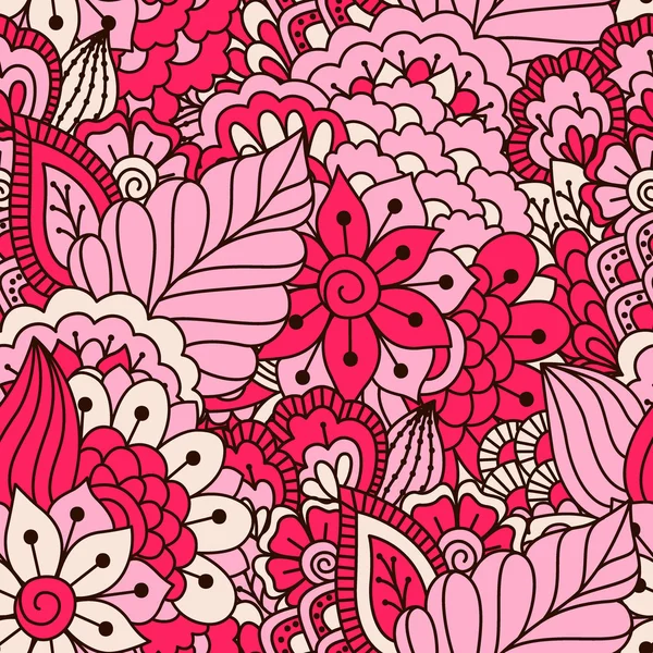 El çekilmiş seamless modeli ile çiçek öğeleri.