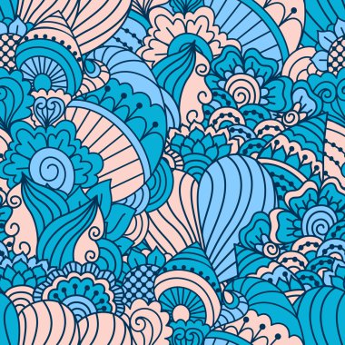 El çiçek elemanları ile çizilmiş seamless modeli. Renkli etnik köken. 