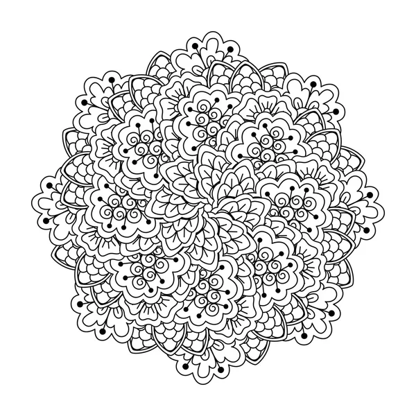 Élément rond pour livre à colorier. Motif floral noir et blanc . — Image vectorielle