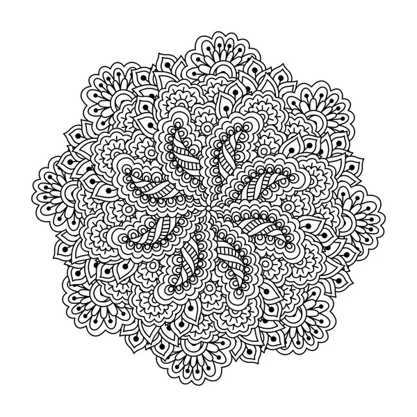 Élément rond pour livre à colorier. Motif floral noir et blanc . — Image vectorielle