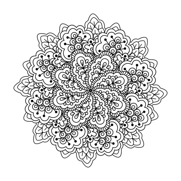 Élément rond pour livre à colorier. Motif floral noir et blanc . — Image vectorielle