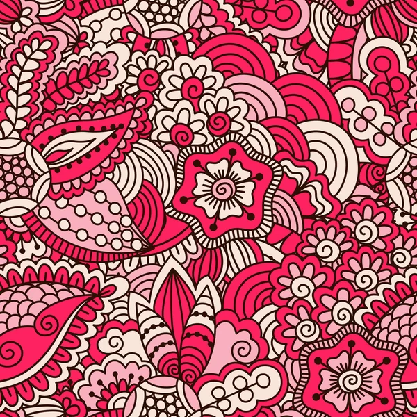 El çekilmiş seamless modeli ile çiçek öğeleri.