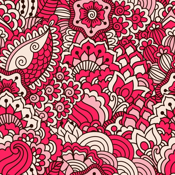 El çekilmiş seamless modeli ile çiçek öğeleri.