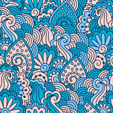 El çekilmiş seamless modeli ile çiçek öğeleri. 