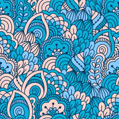 El çekilmiş seamless modeli ile çiçek öğeleri. 