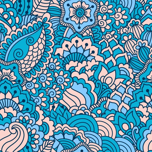 El çekilmiş seamless modeli ile çiçek öğeleri.