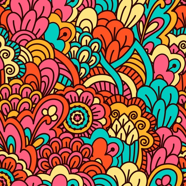 Hand gezeichnetes nahtloses Muster mit floralen Elementen. — Stockvektor