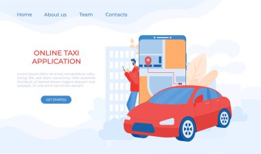 Araba paylaşım konsepti. Mobil uygulama. Vektör illüstrasyonu.