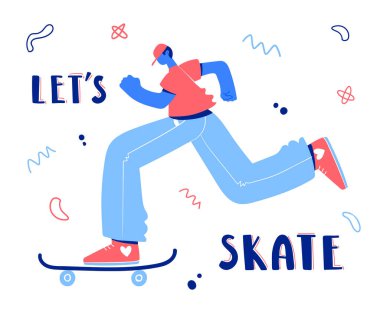 Genç bir adam kaykaya biniyor. Kaykay konsepti. 