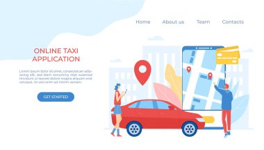 Araba paylaşım konsepti. Mobil uygulama. Vektör illüstrasyonu.