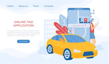 Araba paylaşım konsepti. Mobil uygulama. Vektör illüstrasyonu. 