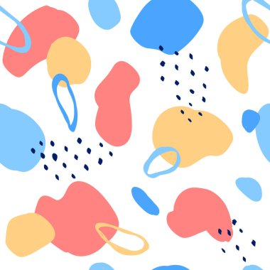 Elle çizilmiş ögelerle soyut ve pürüzsüz desen.