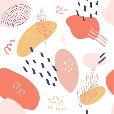 Botanik ve geometrik elementlerle, dokularla, modaya uygun şekillerde soyut, kusursuz desenler. Moda pastel renkler. 