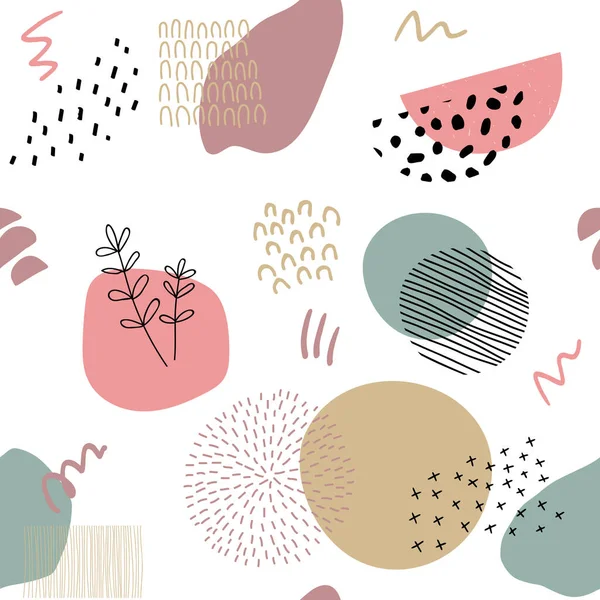 Fondo abstracto en estilo moderno con elementos botánicos y geométricos, texturas. Colores naturales terrosos. — Vector de stock
