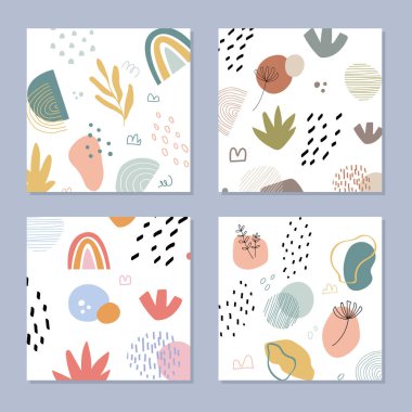 Botanik ve geometrik elementlerle, dokularla, modaya uygun olarak oluşturulmuş soyut arka planlar. Doğal toprak renkleri. 