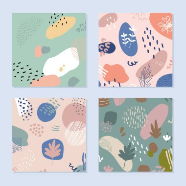 Botanik ve geometrik elementlerle, dokularla, modaya uygun olarak oluşturulmuş soyut arka planlar. Doğal toprak renkleri. 