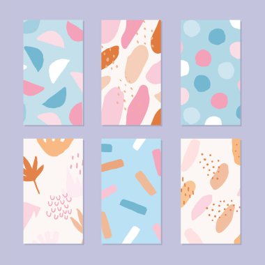 Soyut bir hikaye seti. Moda tarzında elle çizilmiş doğal bir model. Vektör illüstrasyonu. 