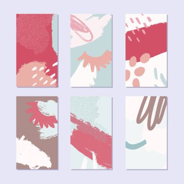 Soyut bir hikaye seti. Moda tarzında elle çizilmiş doğal bir model. Vektör illüstrasyonu. 