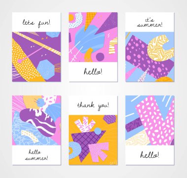 Soyut baskı. Kolaj kağıdı tarzı. Giysiler ve iç mekan için şık bir kompozisyon. Vektör illüstrasyonu.