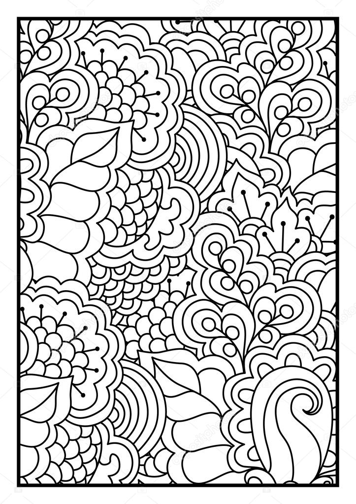 Floral pattern for coloring book.