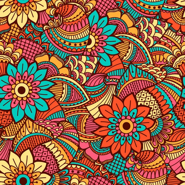 El çekilmiş seamless modeli ile çiçek öğeleri.