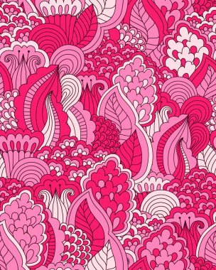 El çekilmiş seamless modeli ile çiçek öğeleri.