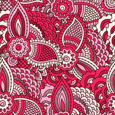 El çekilmiş seamless modeli ile çiçek öğeleri.