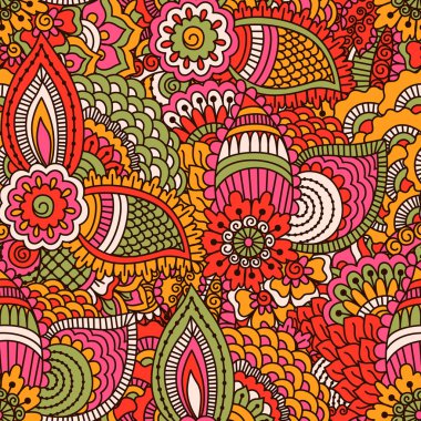 El çekilmiş seamless modeli ile çiçek öğeleri. 