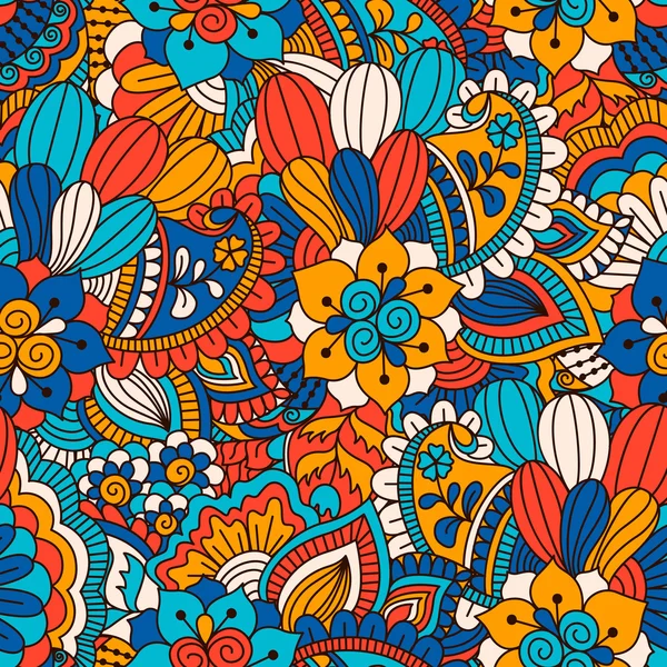 El çekilmiş seamless modeli ile çiçek öğeleri.