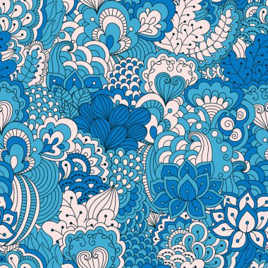 El çekilmiş seamless modeli ile çiçek öğeleri.