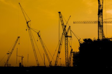 Platform petrol teçhizat imalat site, inşaat ac silüeti