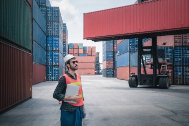 Depo Dağıtım Kutusunda Konteyner Denetleme / İhraç Denetleme Kutusu İnceleme Yapılırken Taşımacılık Endüstrisinin Lojistik Nakliye Kontrolü, Kargo Gemisi Fabrikası