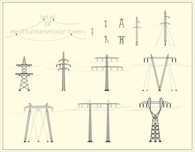 On dört yüksek gerilim elektrik hatları kümesi
