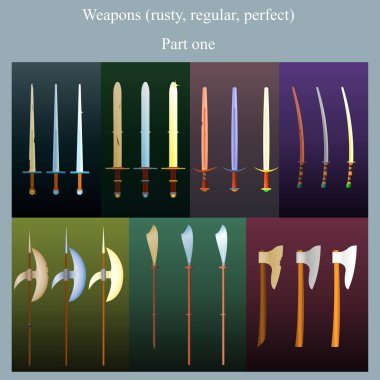 Set of medieval weapons for role-playing games clipart