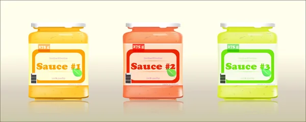 Üç Cam Kavanoz farklı sos ile