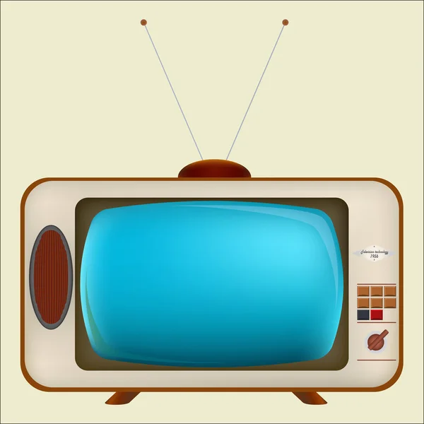 Antiguo televisor con pantalla azul — Vector de stock