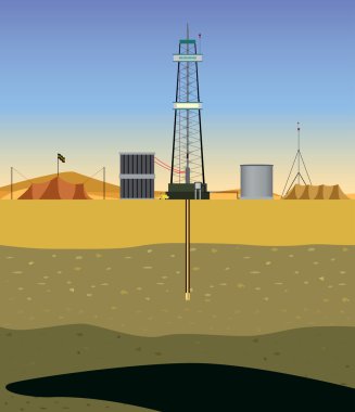 Drilling  a gas well (Middle East) clipart