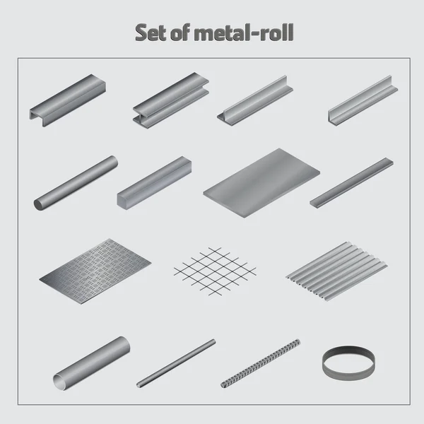 Conjunto de rollo de metal — Vector de stock