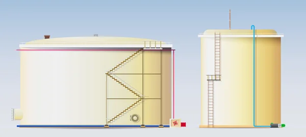 Rohöllagertanks und ein Wasserreservoir — Stockvektor